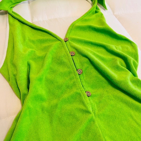 Lime Green Women’s Halter Top Romper - Picture 2 of 6